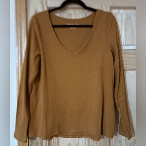 American Eagle Outfitters V-Neck Long Sleeve Top - Brown